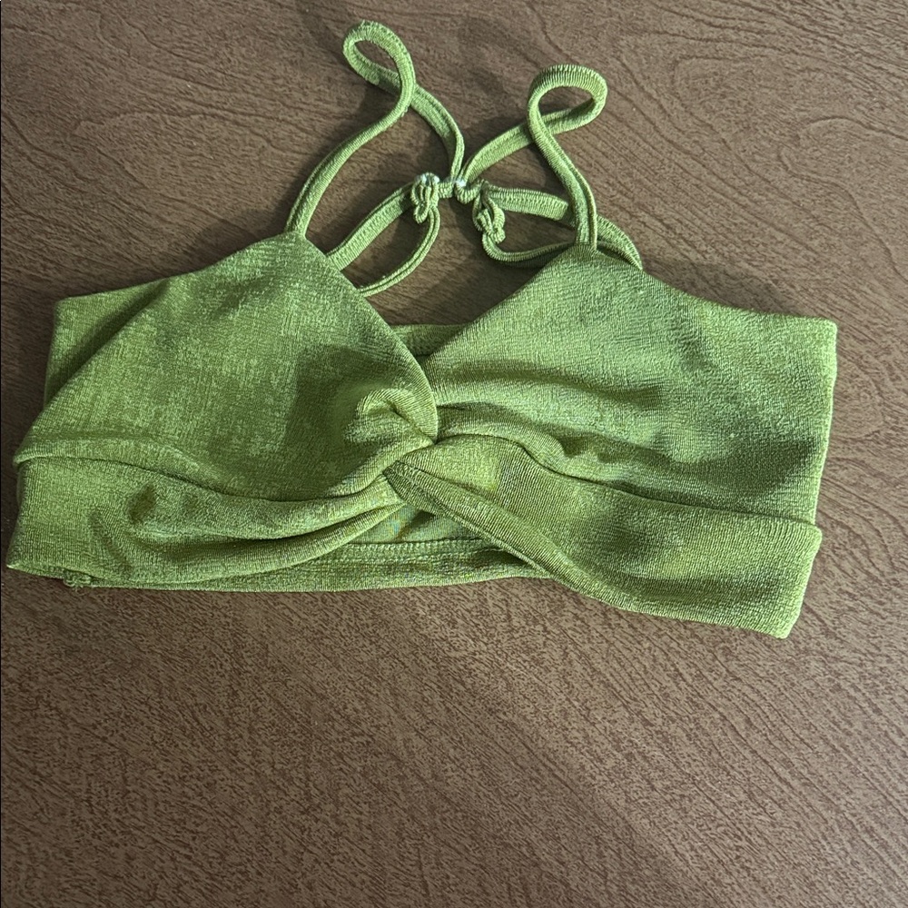 SHEIN Lime Twist Knot Crop Top